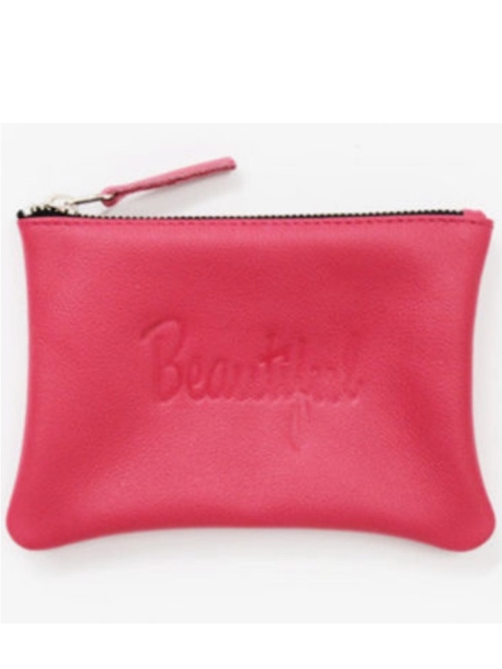 Jesse and Co Pebble Leather Pouch Embossed with “Beautiful”